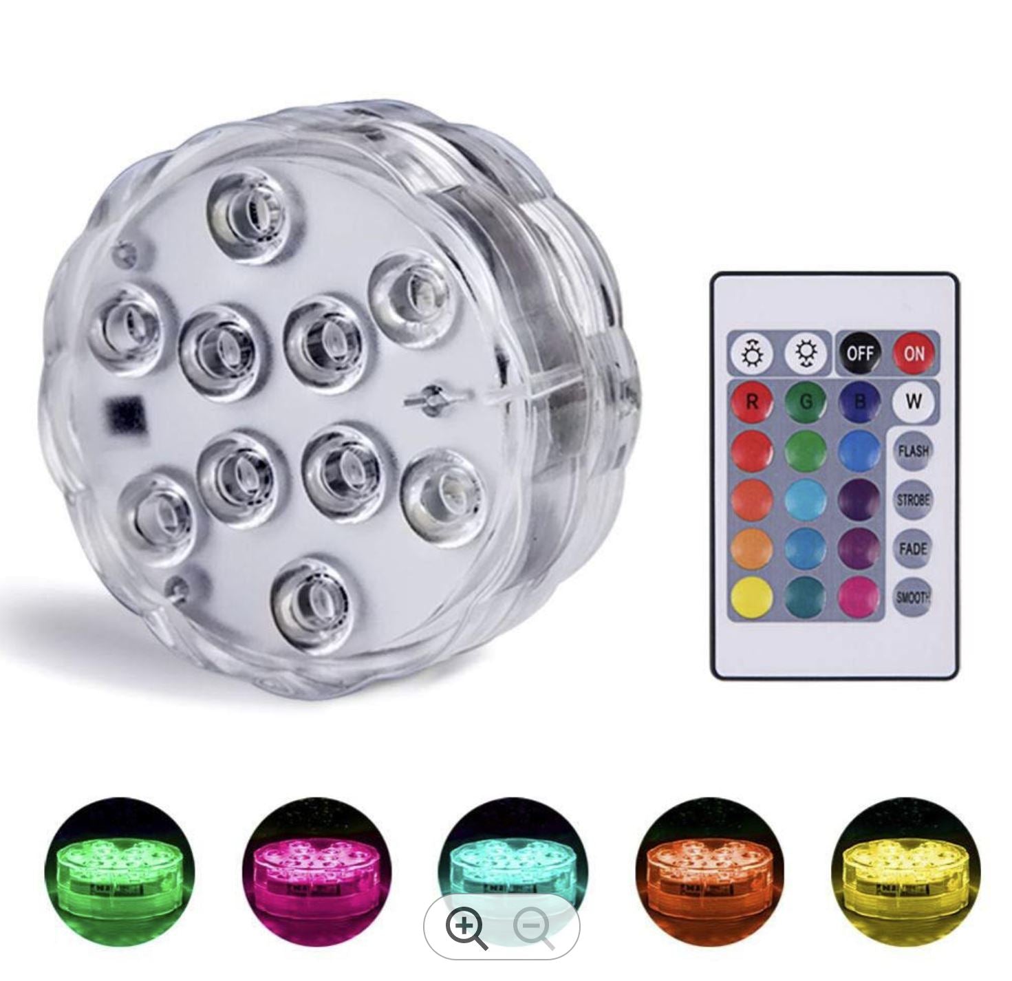 White Waterproof Submersible LED Vase Lights With IR Remote