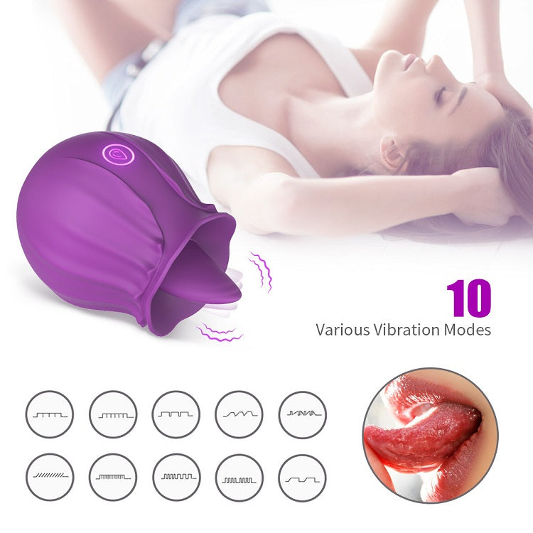 Licking rose vibrator,Womens Oral Sex Vibrator,Tongue Vibrator