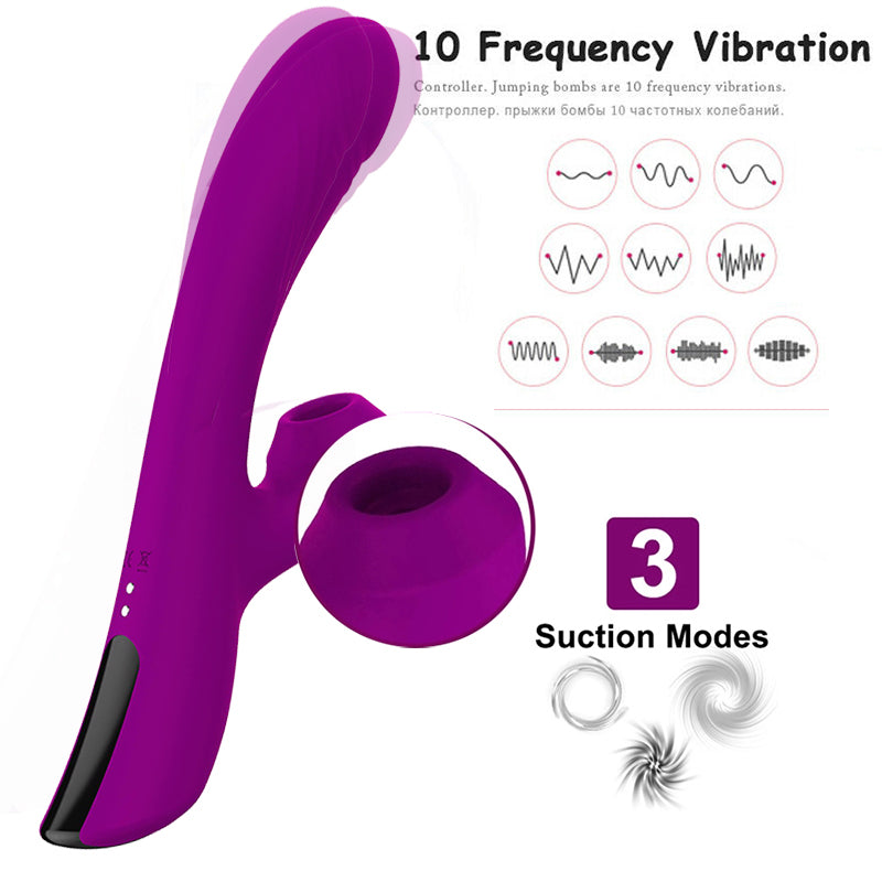 Sucking Rabbit Vibrator , Hidden Innuendo Sucking Vibrator for Women with 3 intense Suction modes, 10 Vibration modes  Rechargeable