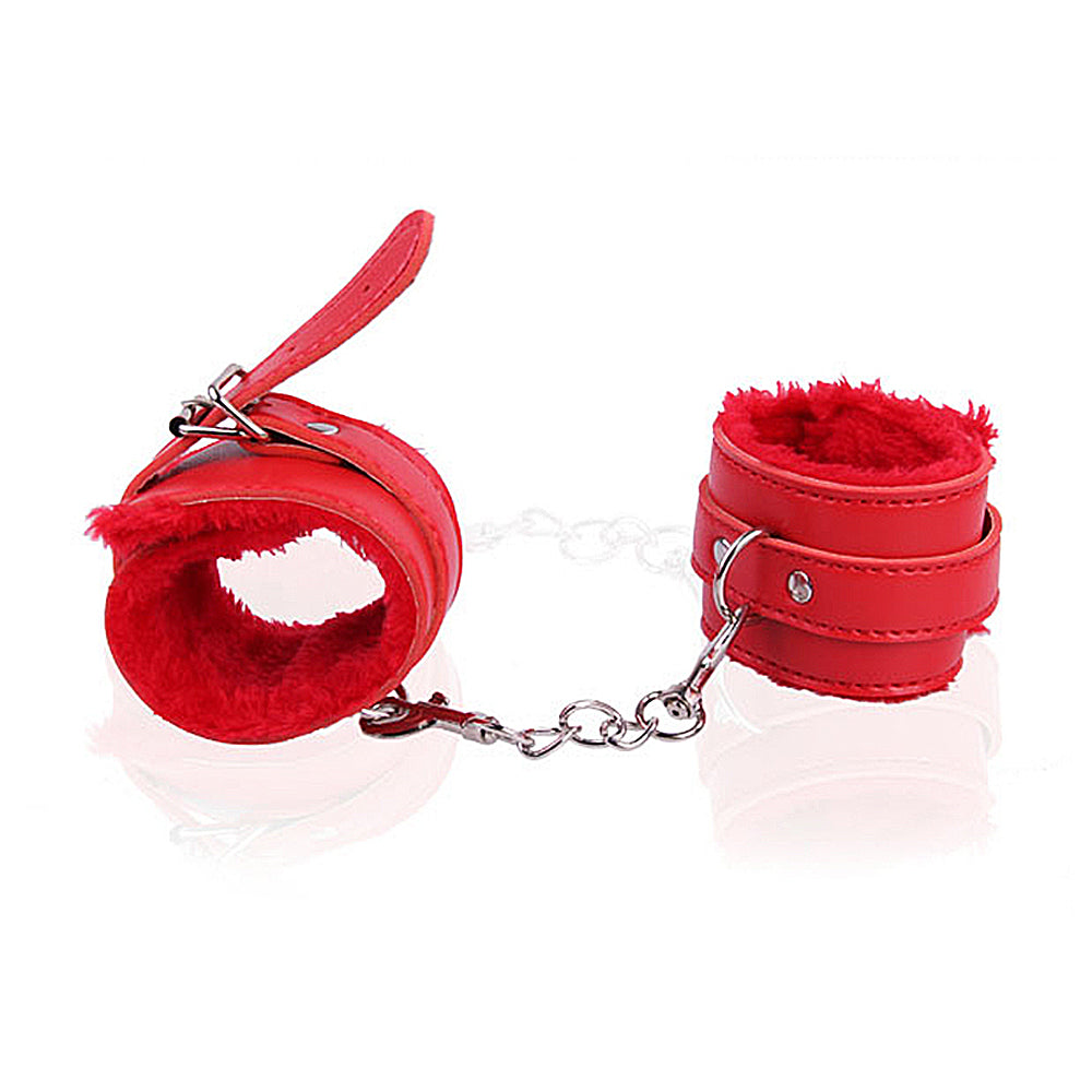 Leather Fuzzy Handcuffs