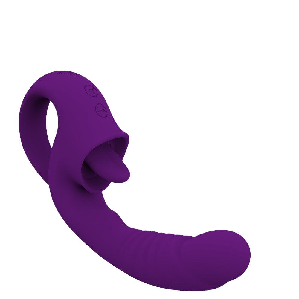 Licking Dildo Vibrator, Licking Vibrator for Women with 10 Intense Vibration and licking modes,  Rechargeable